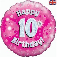 Pink Hearts 10th Birthday Balloon